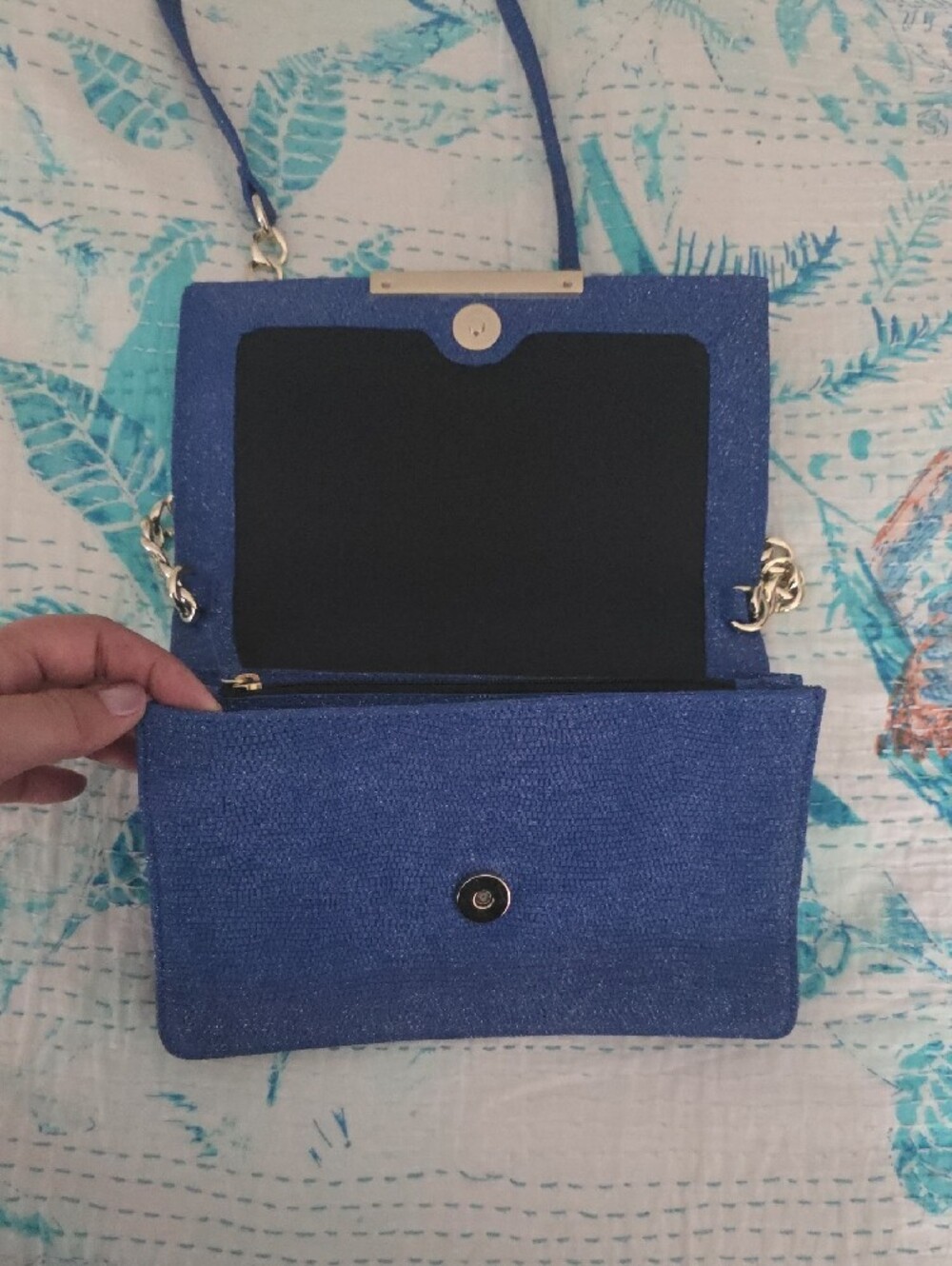 BRAHMIN PURPLE ROYAL BLUE GLITTER SHIMMER PURSE - Picture 5 of 9